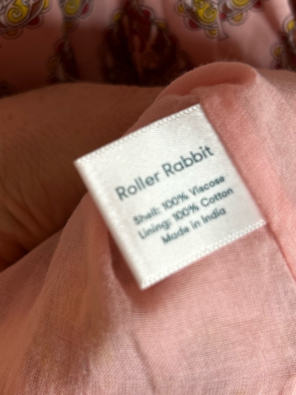Roller Rabbit Pink Paisley-Style Tie Neck Blouse - Picture 3 of 4